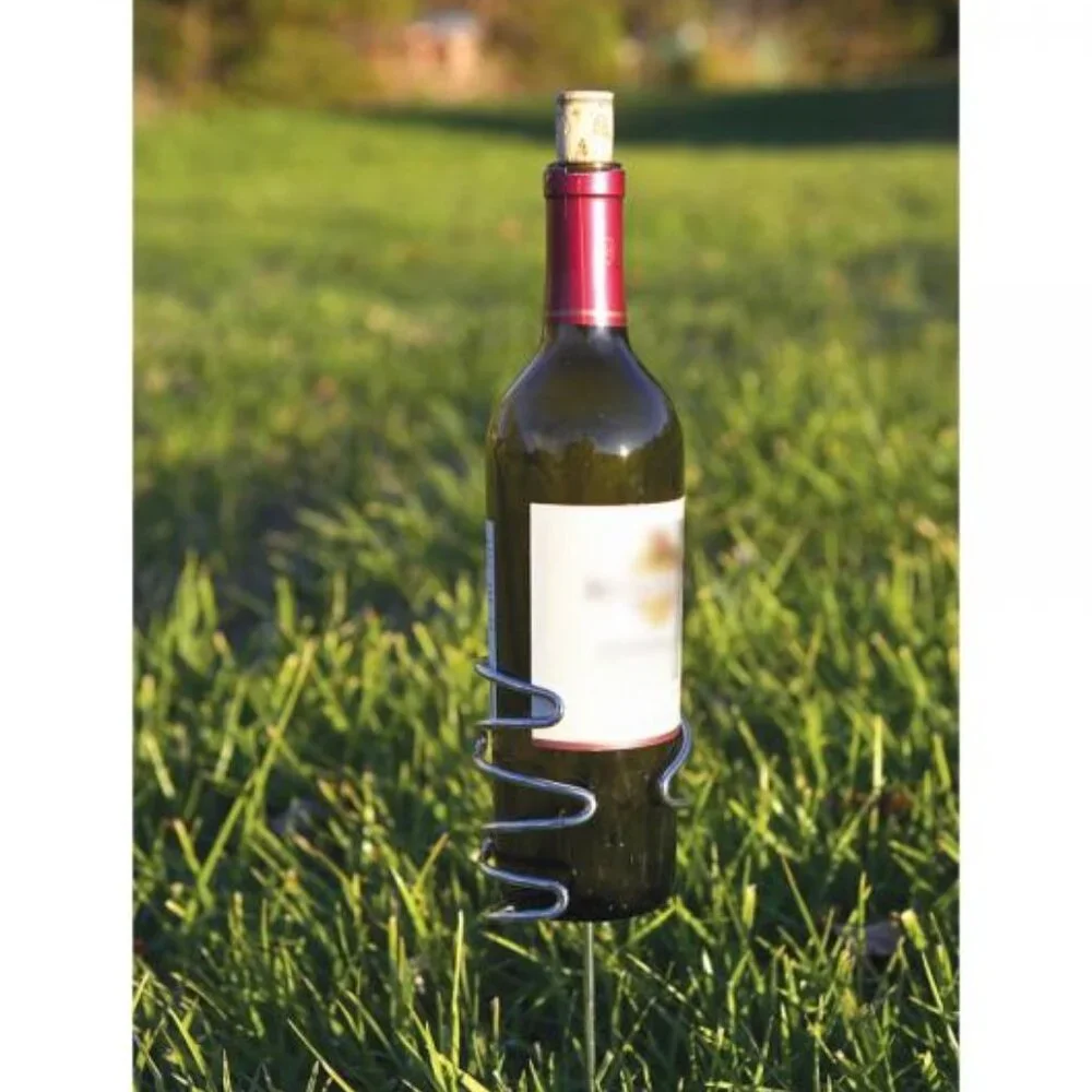 Oak & Olive Wine Bottle Stake into Ground / Handy Holders New NIB
